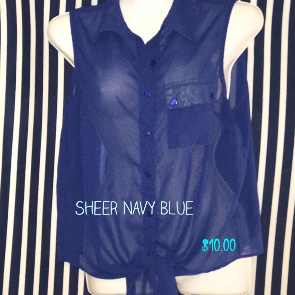 Navy Blue button up blouse